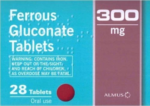 Ferrous (Iron) Gluconate 300mg - 28 tablets - Brands May Vary