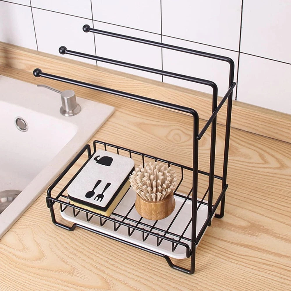 2 TIER KITCHEN SINK DISH DRAINER RACK WITH DRIP TRAY CUTLERY HOLDER PLATE RACK