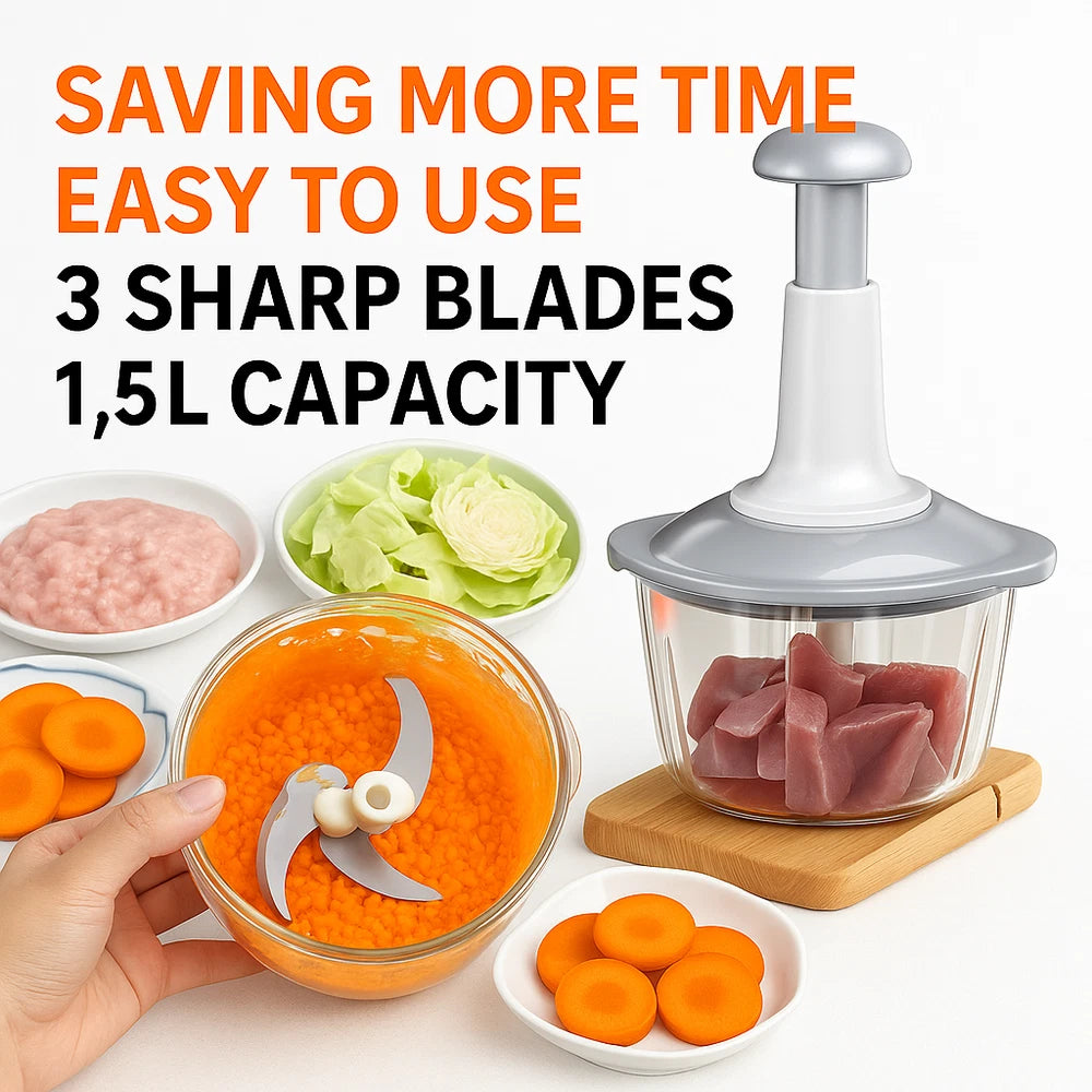 Manual Vegetable Chopper Hand Press Cutter for Onion Garlic Peppers Meat