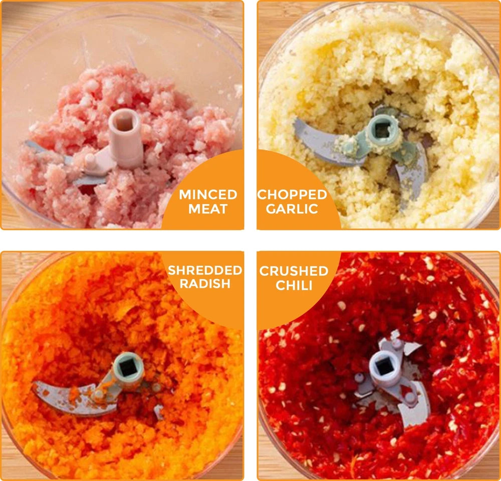 Pull Cord Pulling Food Chopper Manual Vegetable Slicer Hand Blender UK 900ML