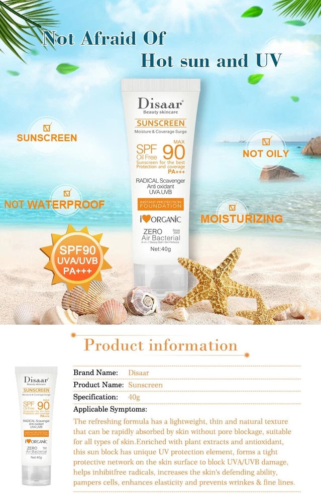 SPF 90 Facial Body Sunscreen Whitening Sun Cream Sunblock Skin Protective Cream