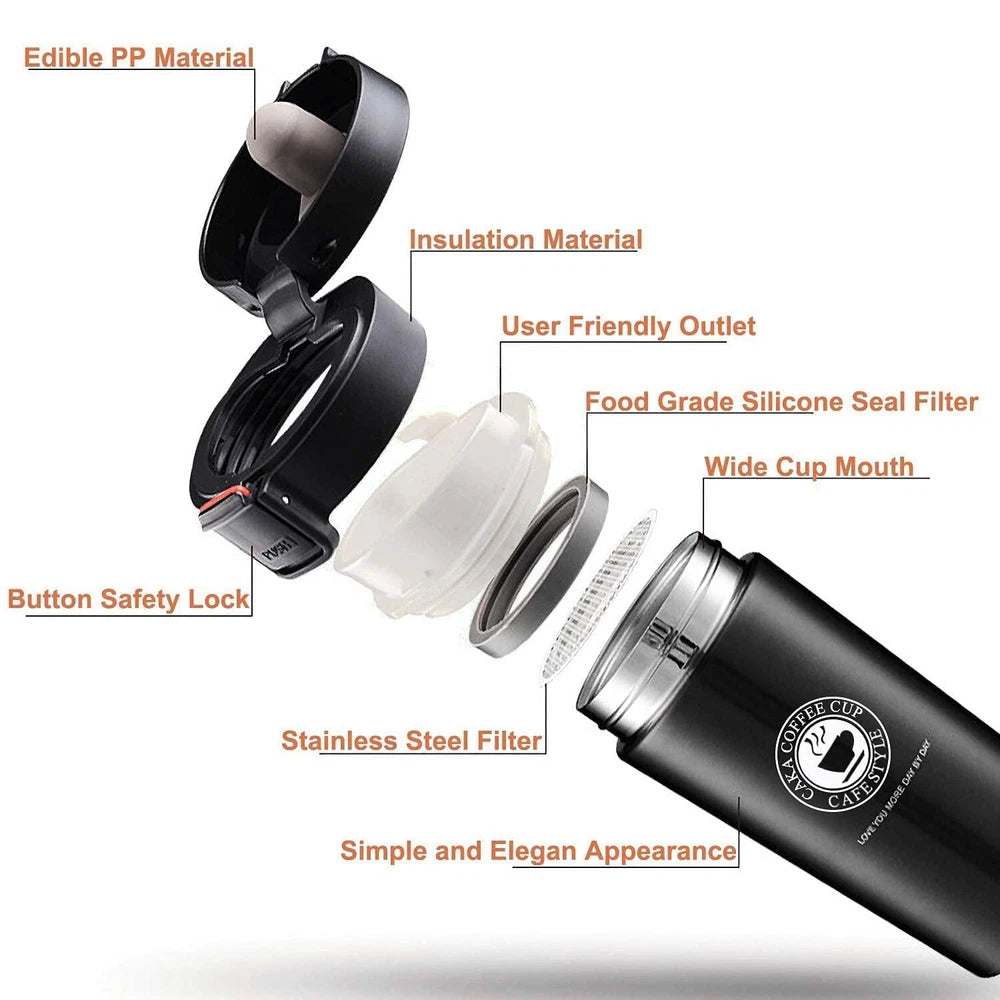 NEW Insulated Travel Coffee Mug Cup Thermal Stainless Steel Flask Vacuum Thermos