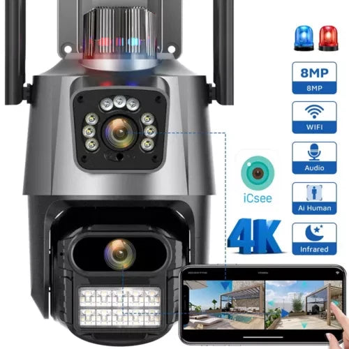 8MP 4K Wireless IP Camera WIFI Outdoor CCTV PTZ Smart Home Security IR Cam IP66