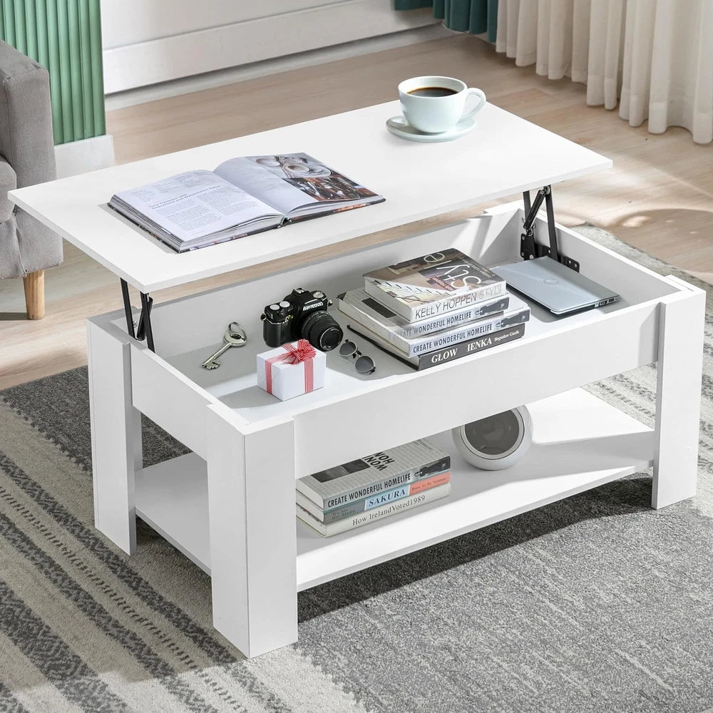 Coffee Table With Storage Lift Top Up Drawer Shelf Wooden Living Room Furniture