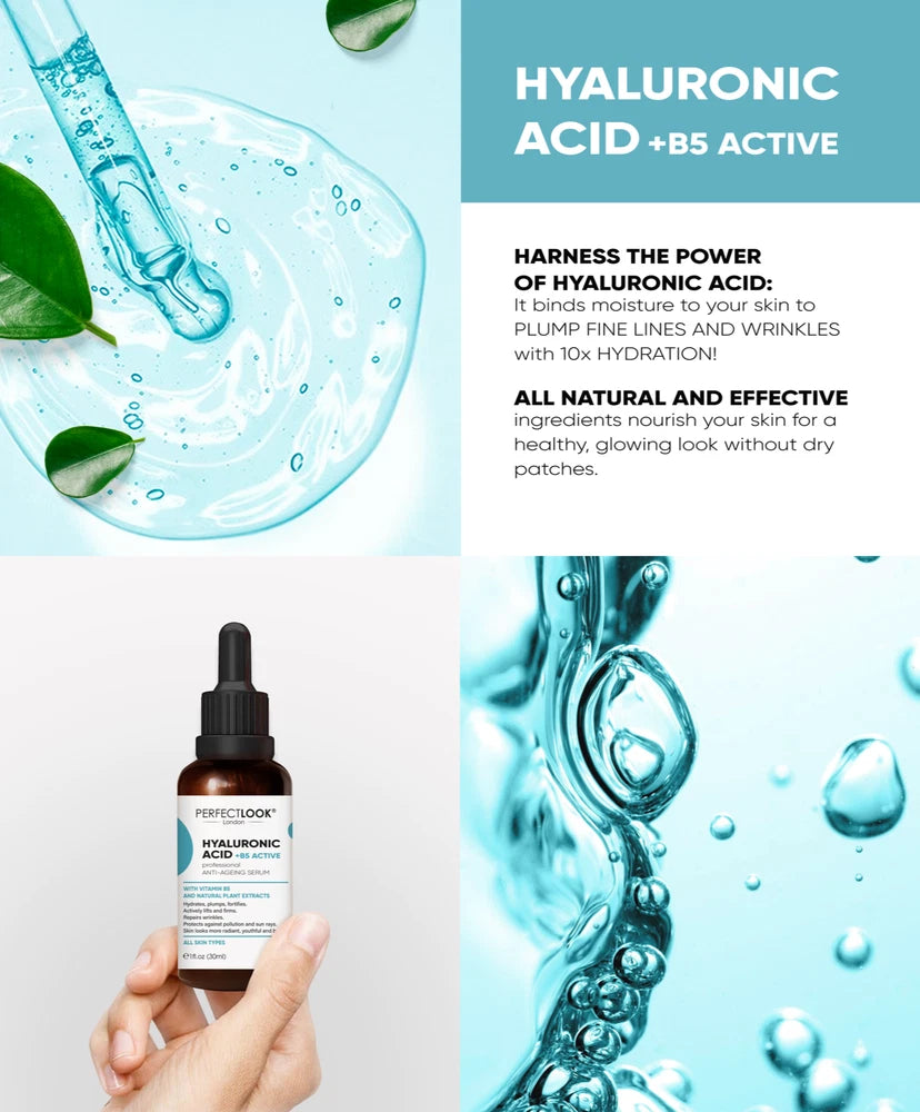 Hyaluronic Acid Serum 5% for Face with Vitamin B5 97.6% Natural Ingredients 30ml