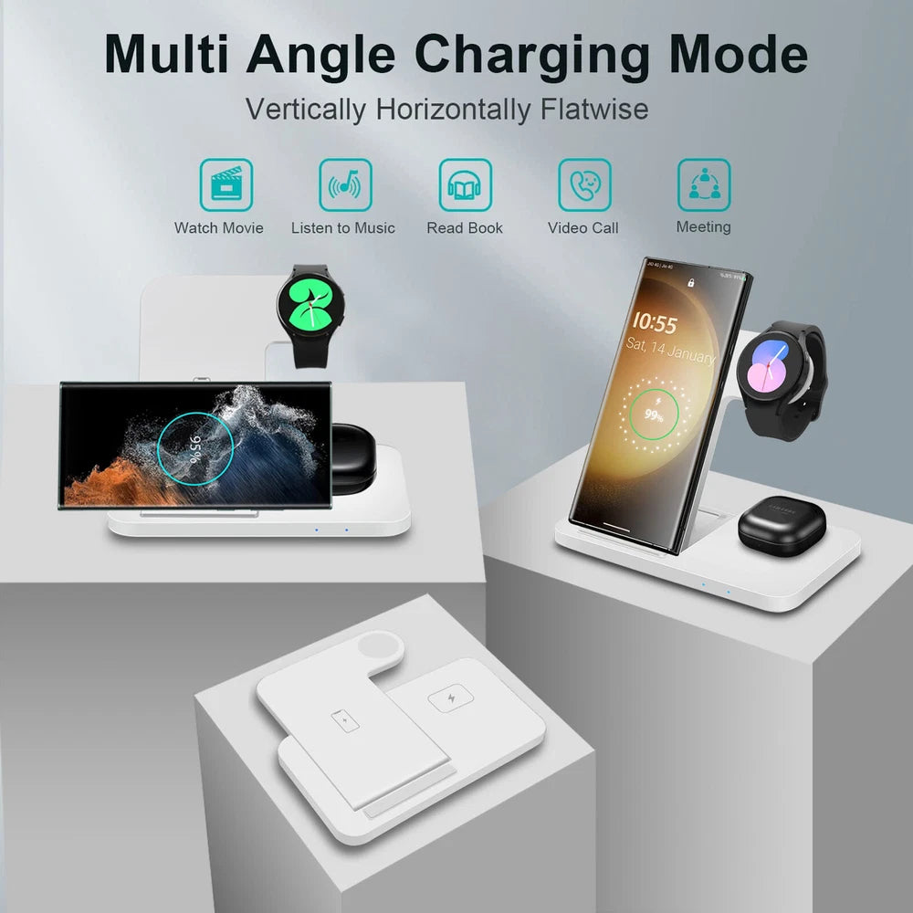 3in1 Wireless Charging Station For Samsung Galaxy Watch 8/Ultra S25 Edge S24 S23