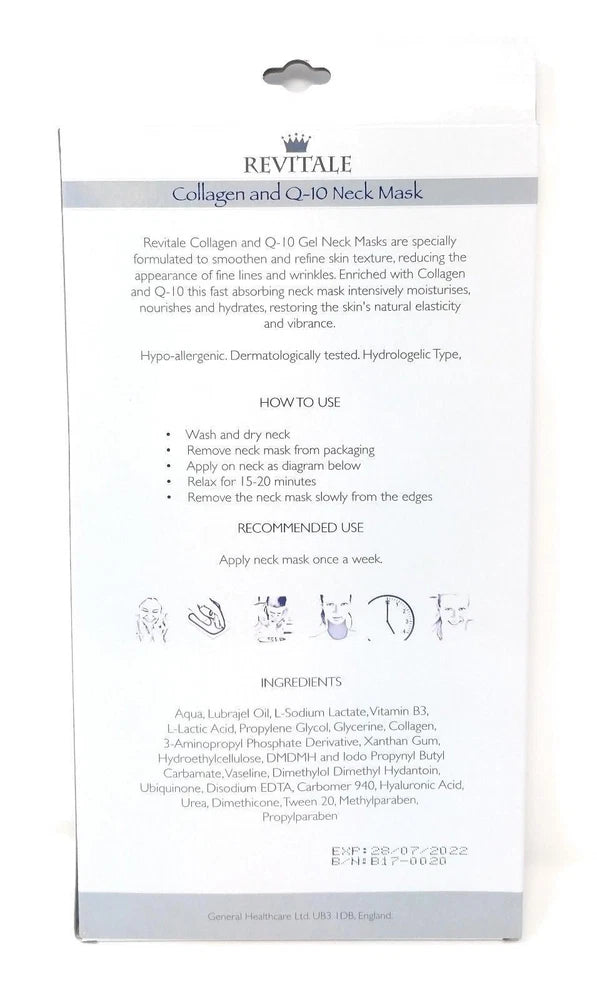 Revitale Collagen and Q-10 Neck Mask, Nourishes, Firms, Hydrates - 2 Treatments