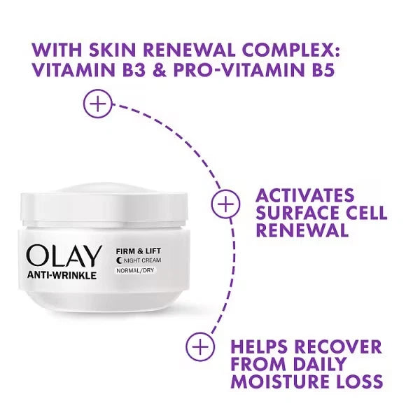 Olay Anti-Wrinkle Firm & Lift Moisturiser Anti-Aging Night Cream Dry Skin 50ml