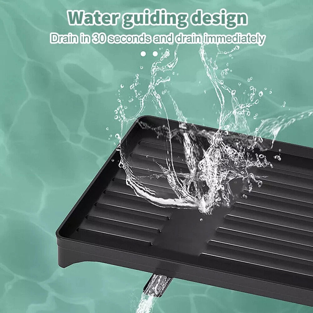 2 TIER KITCHEN SINK DISH DRAINER RACK WITH DRIP TRAY CUTLERY HOLDER PLATE RACK