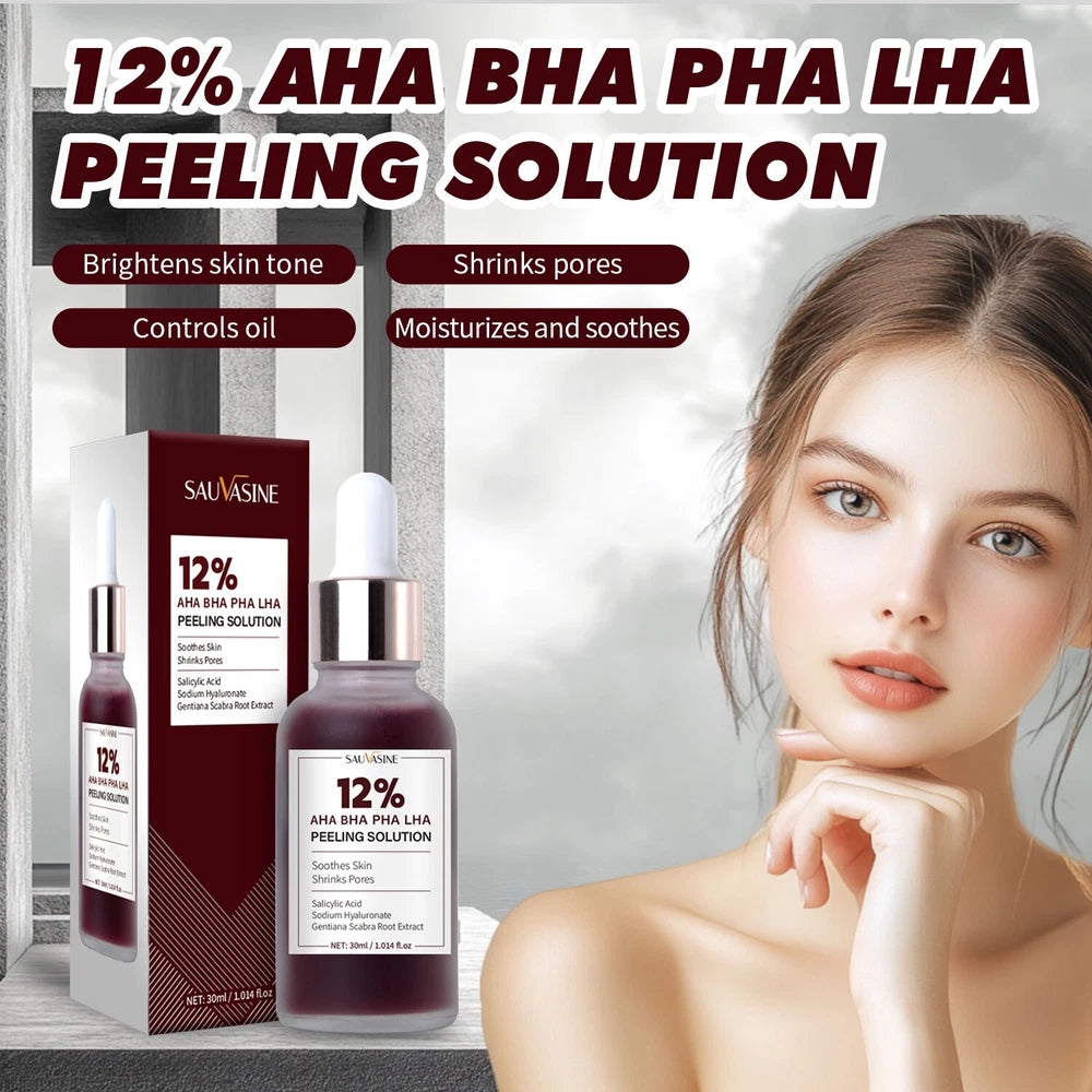 12% AHA BHA PHA LHA Peeling Solution Serum Brighen skin tone & Moisturise 30ml