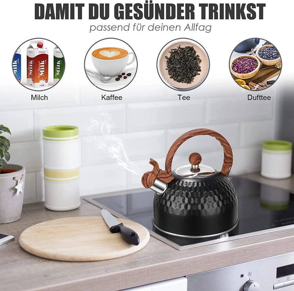 Whistling Kettle 2.5Liter Tea Kettle for Gas Stove Home Kitchen Kettle Cooker UK