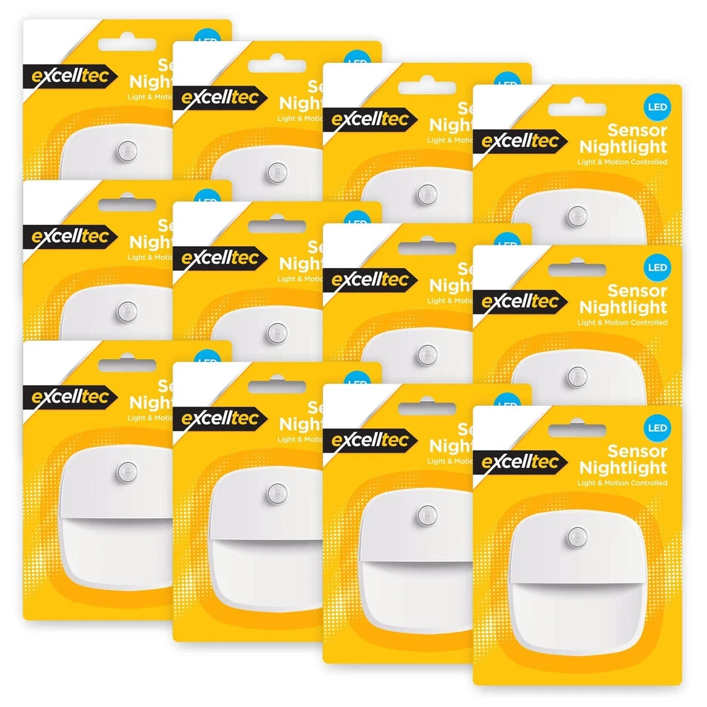 4-12pk LED PIR Motion Sensor Night Light Lamp Wireless Battery Stair Cabinet