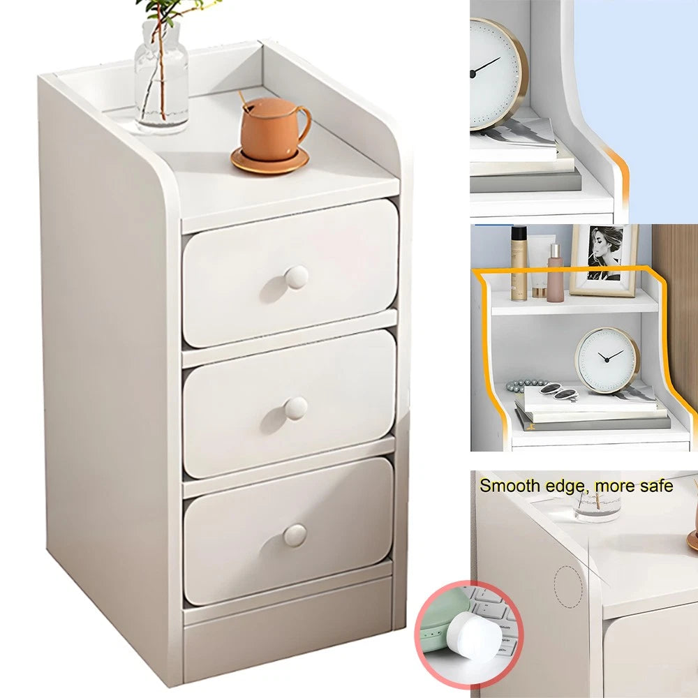 Small Slim Bedside Table Sofa End Side Table Nightstand Bedroom Drawer Cabinet