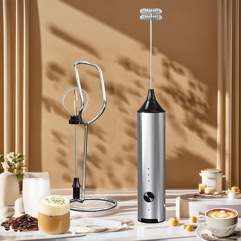 Electric Milk Frother 2 in 1 Egg Whisk Mixer Beater Latte Coffee Kitchen 3 Speed