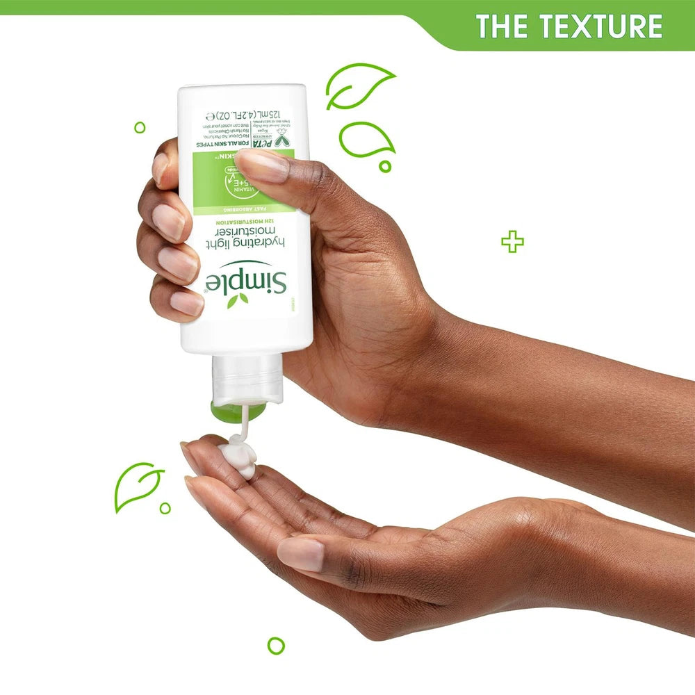 6x 125ml Simple Kind to Skin 12H Hydrating Light Moisturiser for Sensitive Skin