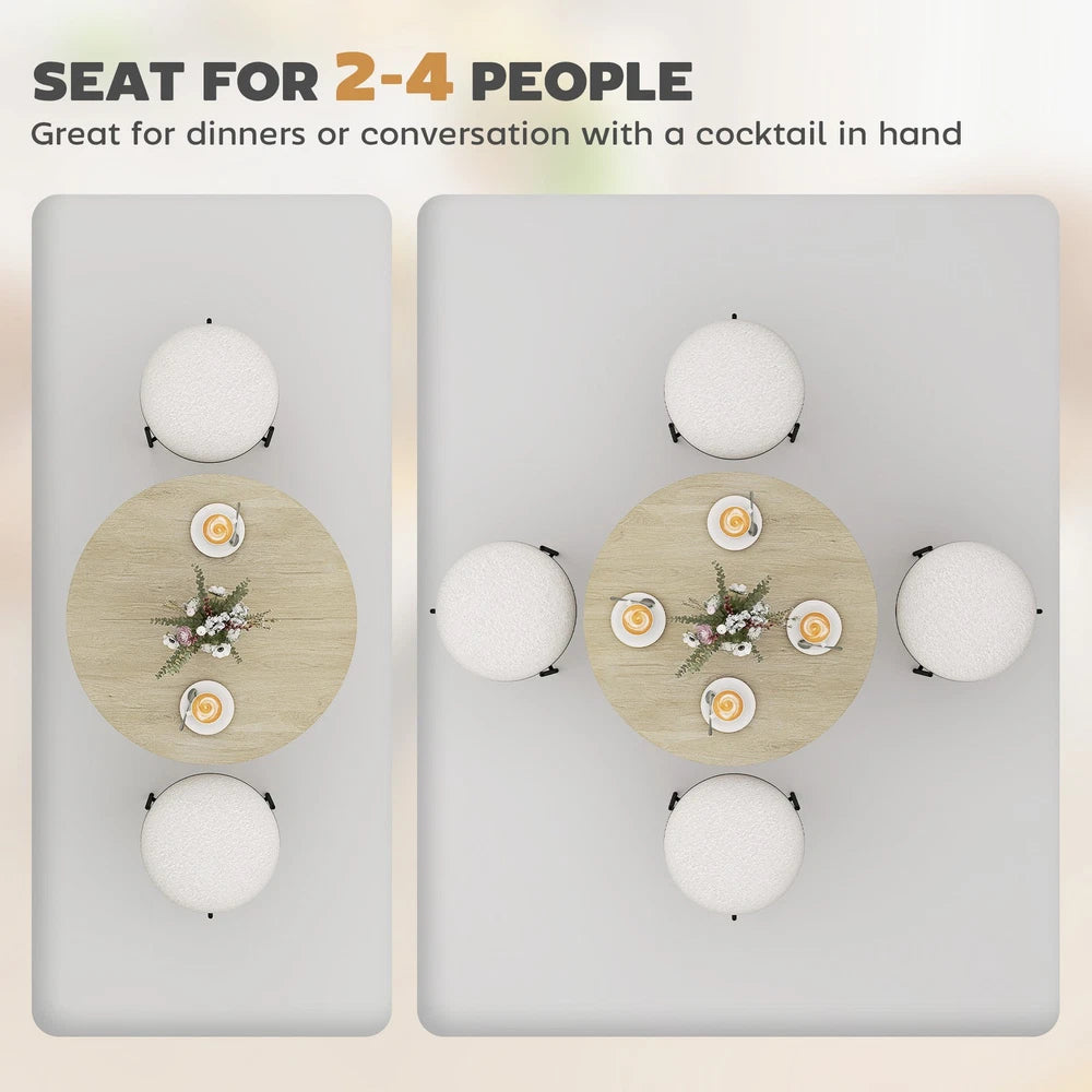 80cm Round Dining Table with Cross Steel Legs for Dining Room, White Oak