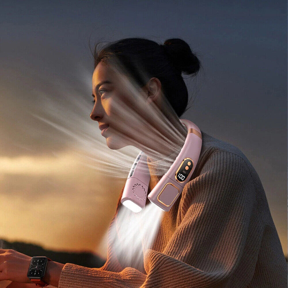 12000mAh Bladeless Lazy Neck Fan Portable USB Rechargeable Mini Hanging Cooler