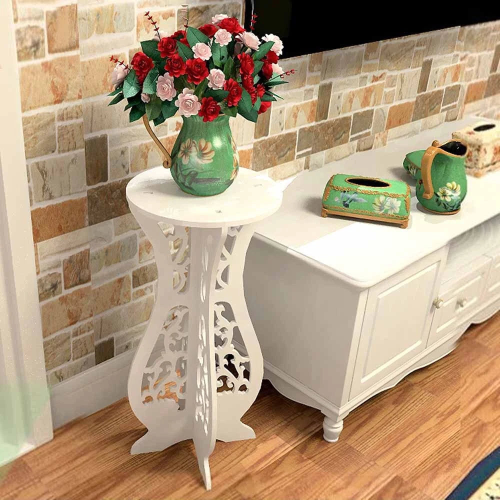 Small Wooden Round Side Table Beside Tea Coffee Lamp Plant Rack Stand Home Decor