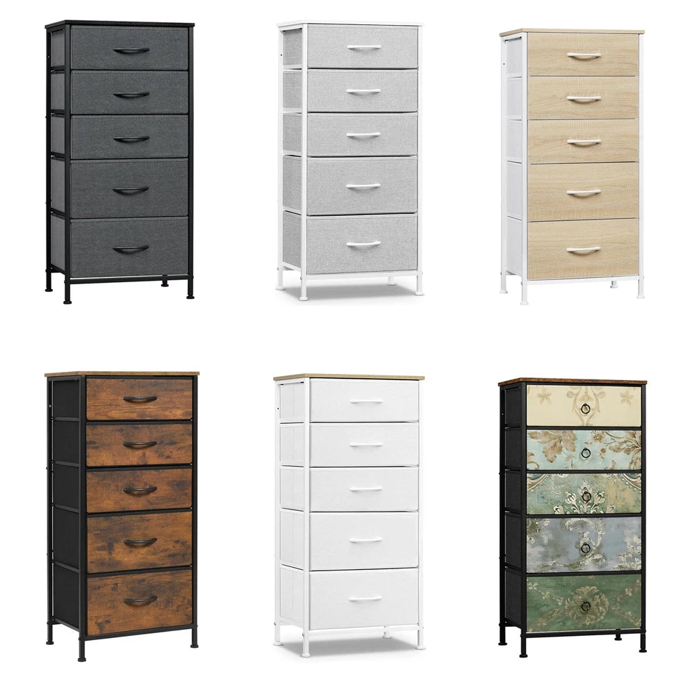 Chest of Drawers Bedroom Furniture Storage Bedside Cabinet 5 Drawers 6 Colours