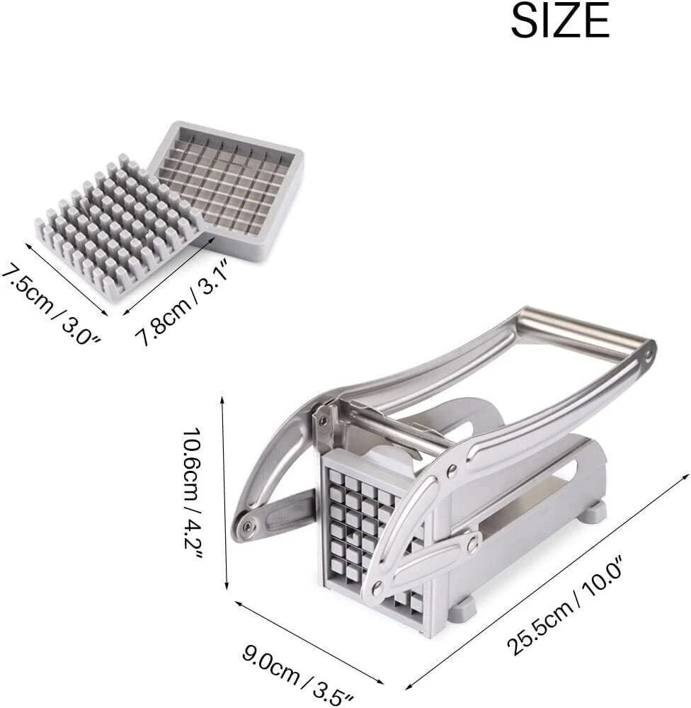 Potato Chipper Chip Chopper Cutter Slicer Maker & 2 Steel Edges French Fries UK