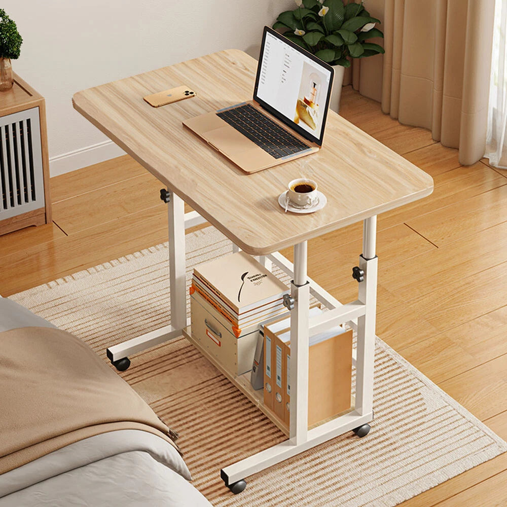 Height Adjustable Small PC Computer Desk Mobile Overbed Table Laptop Stand Shelf