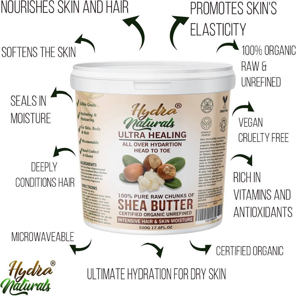 Shea Butter 500g Certified Organic Unrefined Pure Natural Raw Grade A Ivory