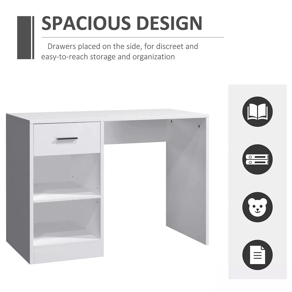 100cm Computer Desk Study Writing Table PC Laptop Desk with Drawer 2 Shelves