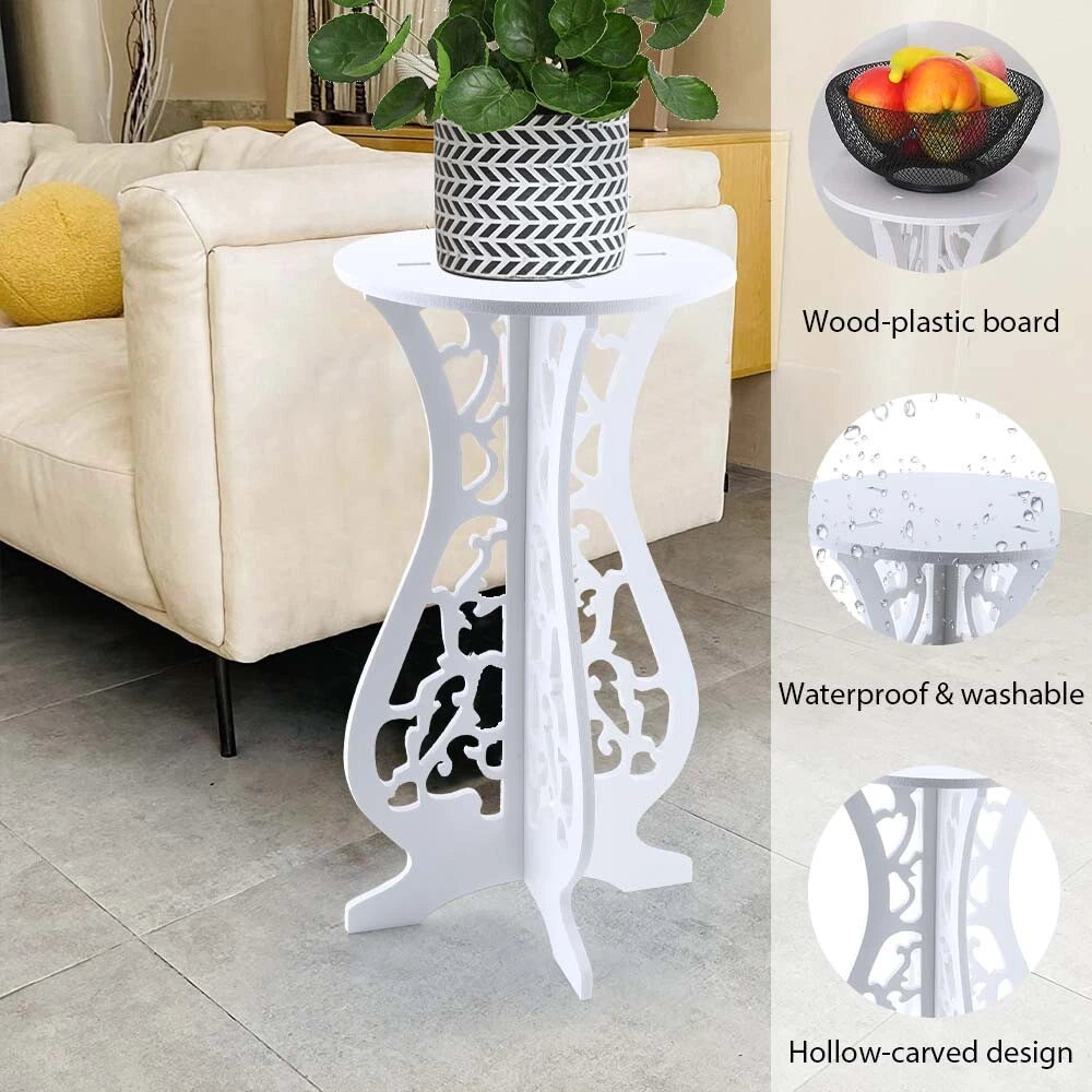 Small Wooden Round Side Table Beside Tea Coffee Lamp Plant Rack Stand Home Decor
