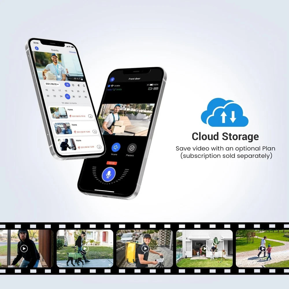 Wireless Smart Video Doorbell Camera Indoor Outdoor Surveillance Human Detection