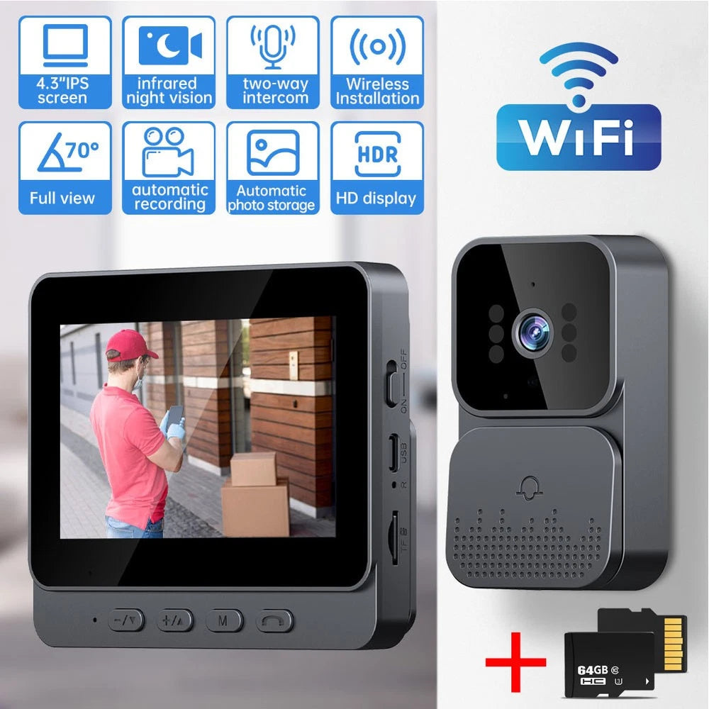 Smart Wireless Video Doorbell Security Streaming Camera Door Bell Intercom HD