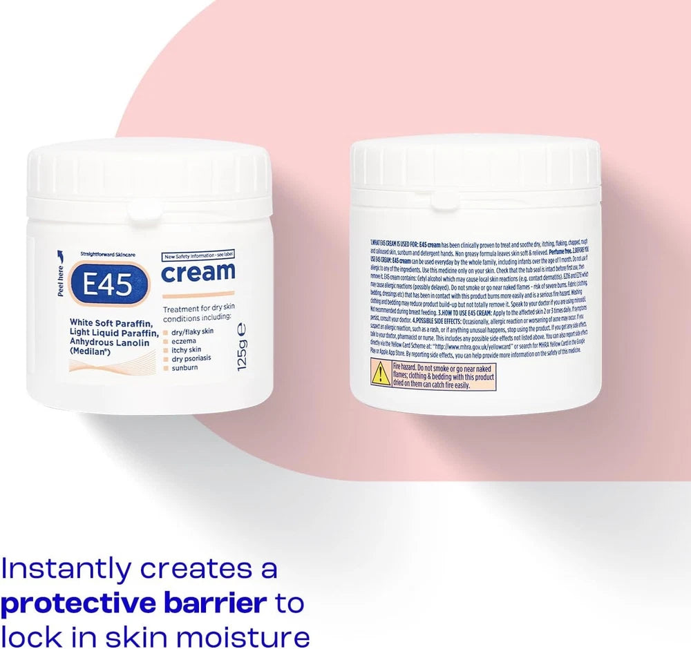 E45 Cream 350g Moisturiser to Soothe Dry & Sensitive Skin Dermatologically 2Pack