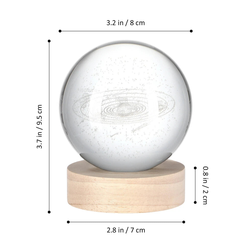 USB 3D Moon Planet Globe Galaxy Night Light LED Crystal Ball Table Lamp Bedside