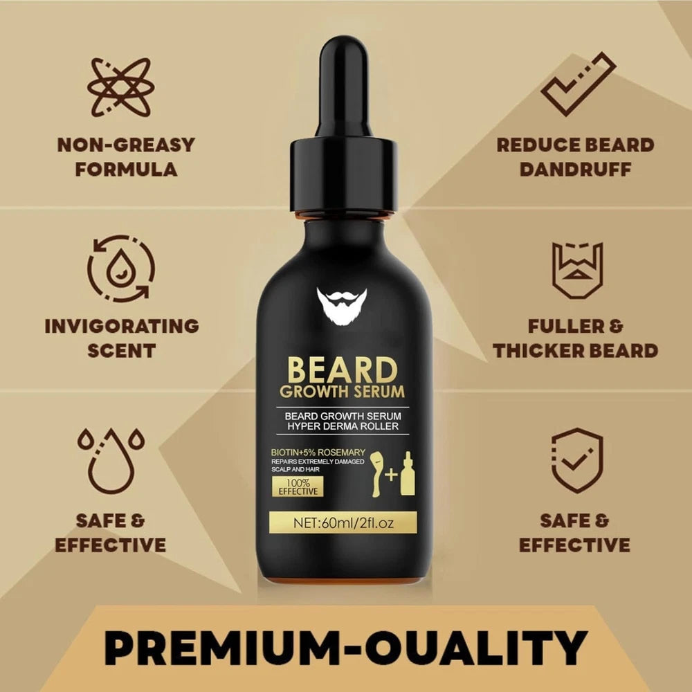 Beard Growth Oil Fast Growing Beard Mustache GROOMING Kit Derma Roller for Men