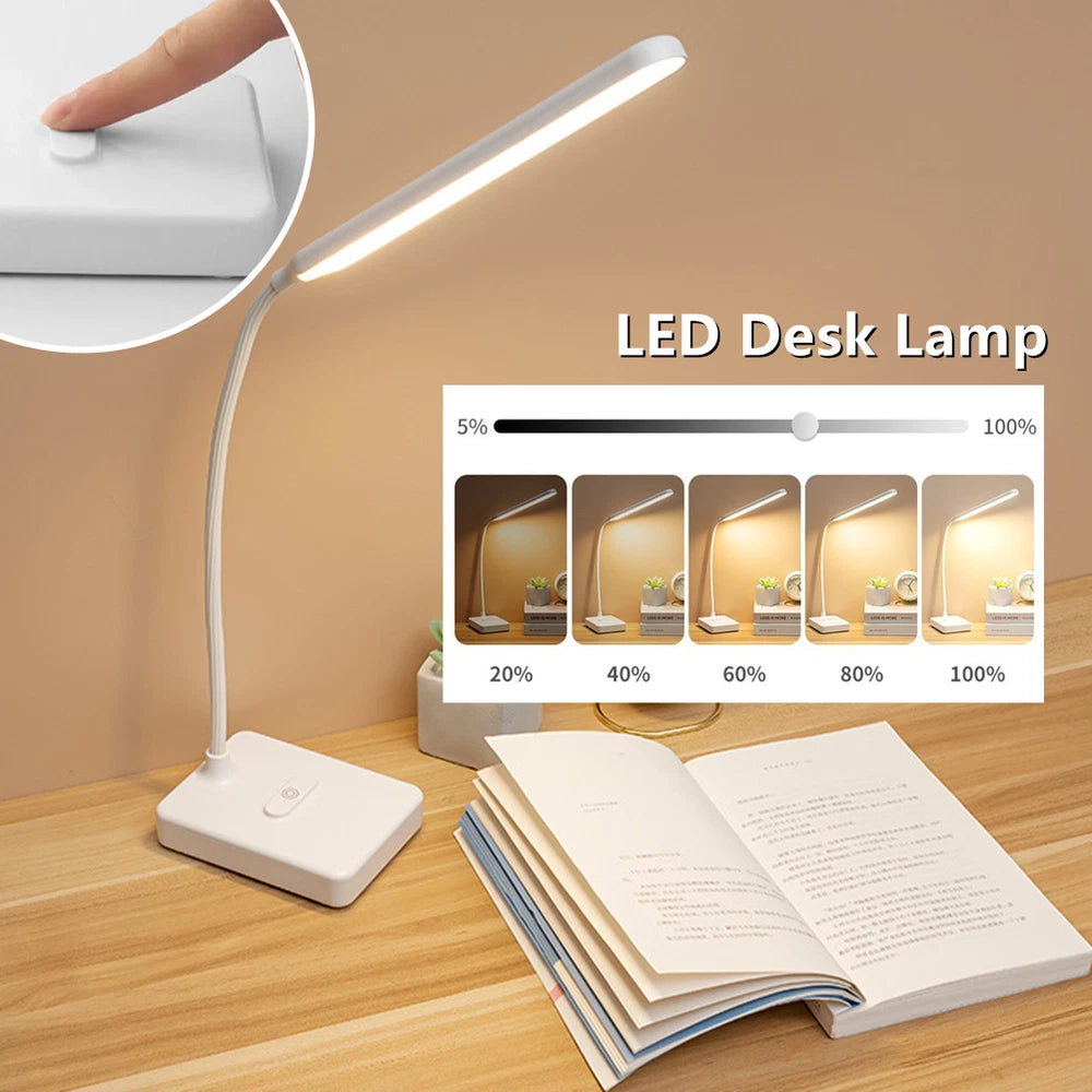 LED Flexible Touch Desk USB Rechargeable Light Bedside Reading Lamp Dimmable
