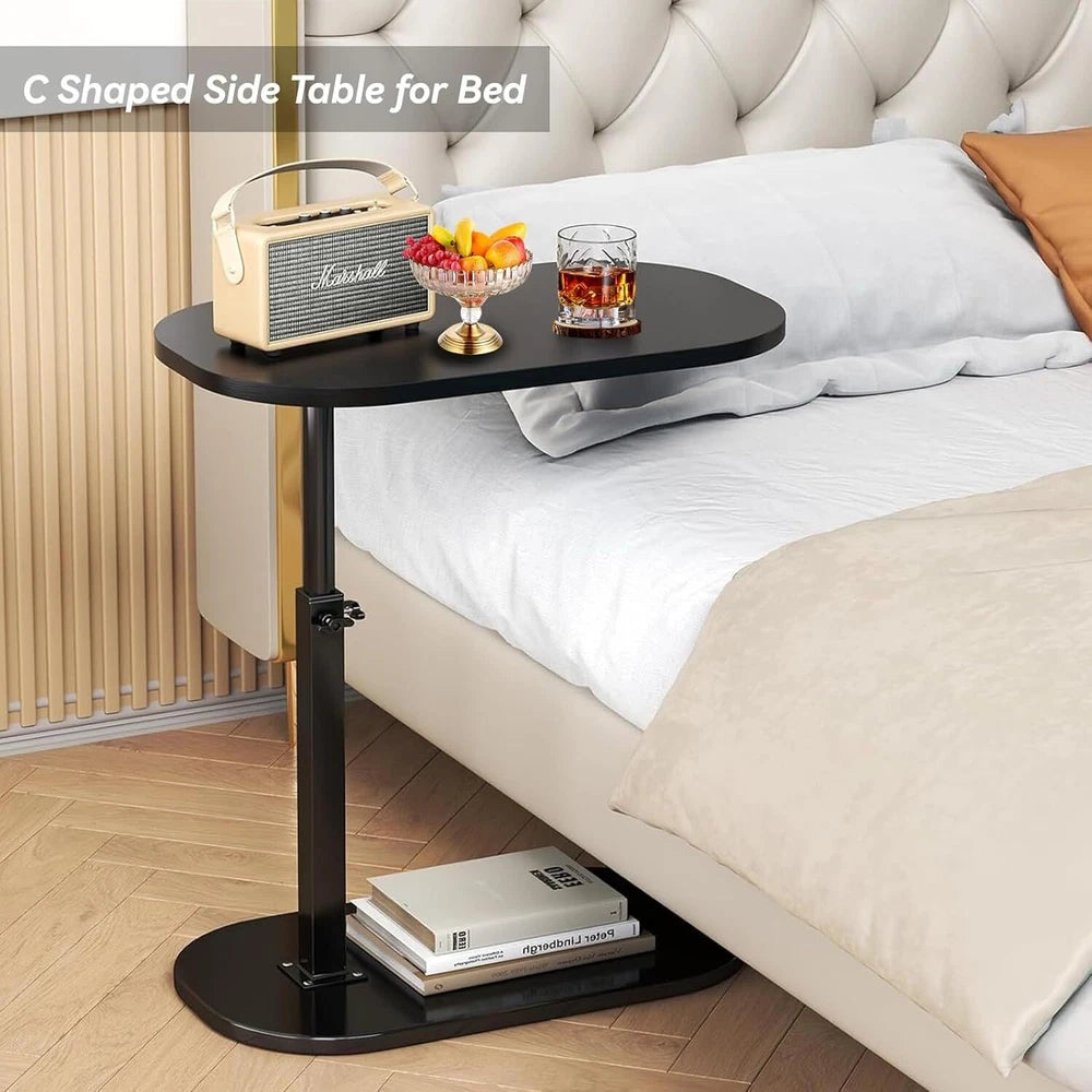 Adjustable C-Shaped Sofa Side End Table Coffee Laptop Table Living Room Bedroom