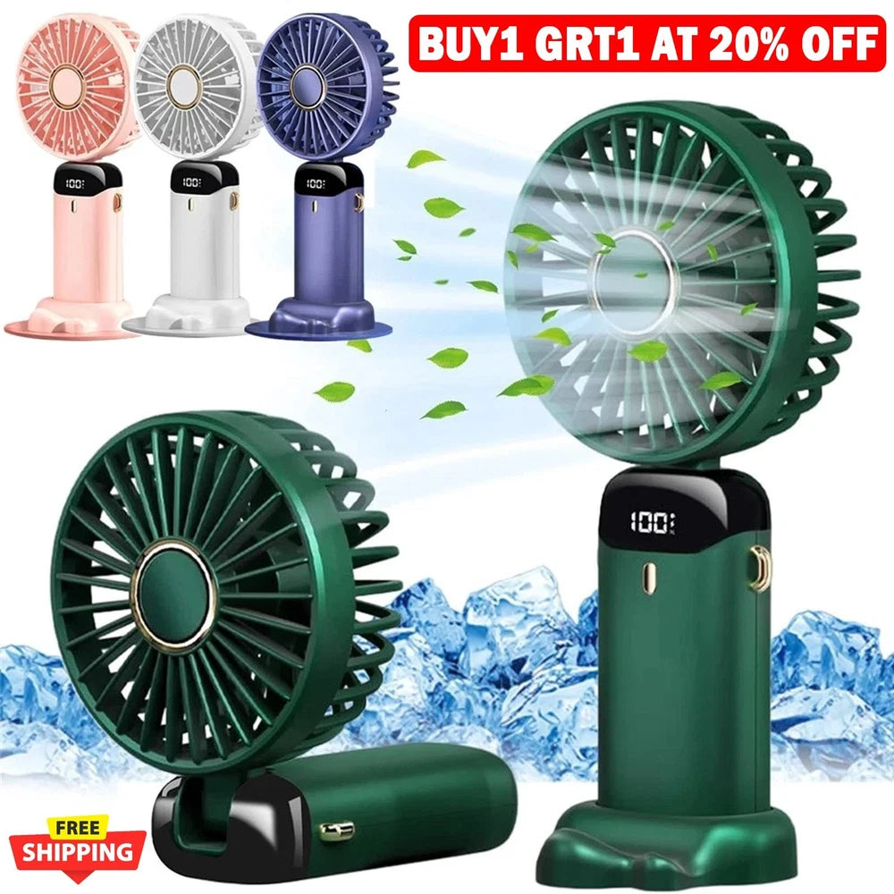 Portable Hand-held Fan Mini Folding Desk Fan Cooler Cooling Fan USB Rechargeable