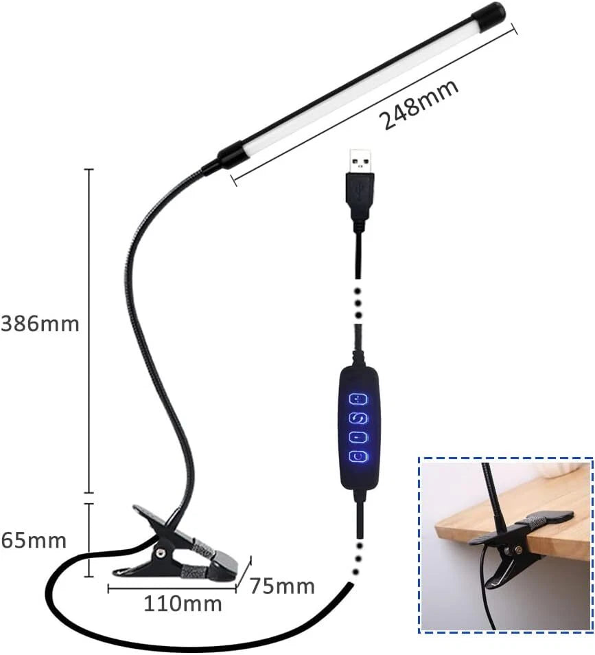 LED USB Clamp Clip On Flexible Desk Light Bed Read Table Night Lamp