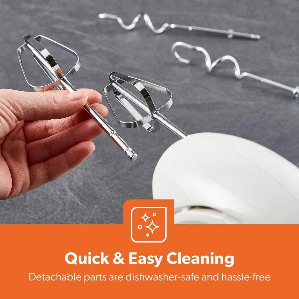 Hand Mixer Food Whisk 7 Speeds & Turbo Kitchen Dough Hooks Geepas