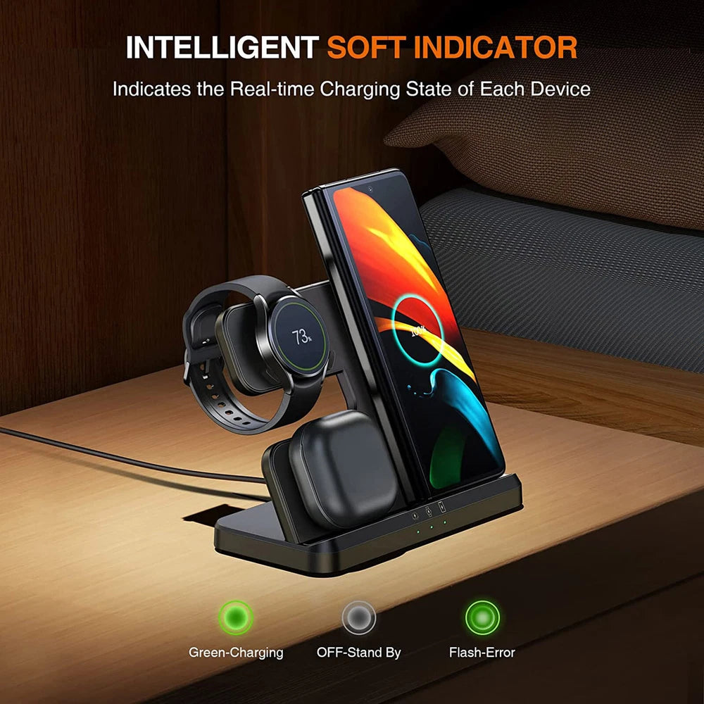 15W 3in1 Wireless Charger Station Charging Dock For Samsung Galaxy Watch 7/6 S24