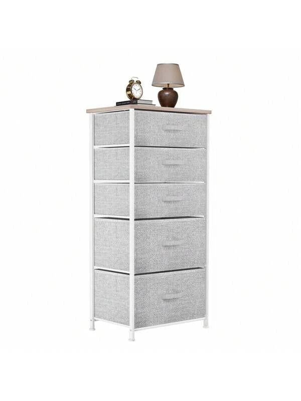 Chest of Drawers Bedroom Furniture Storage Bedside Cabinet 5 Fabric Drawer