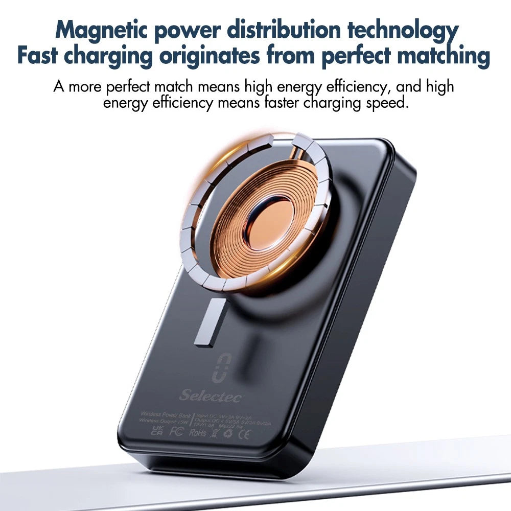 9000000mAh Power Bank Mag-safe Magnetic USB Fast Charger Battery Pack for Phone