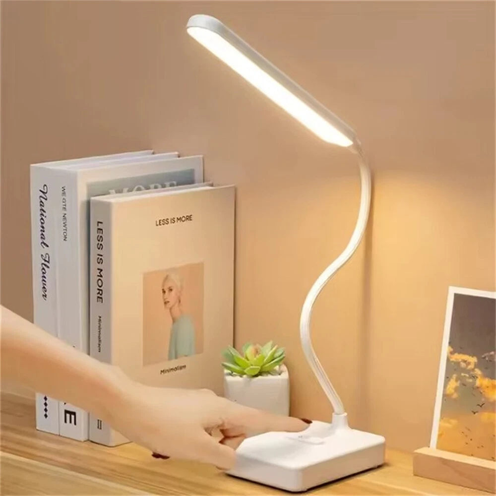 LED Flexible Touch Desk USB Rechargeable Light Bedside Reading Lamp Dimmable