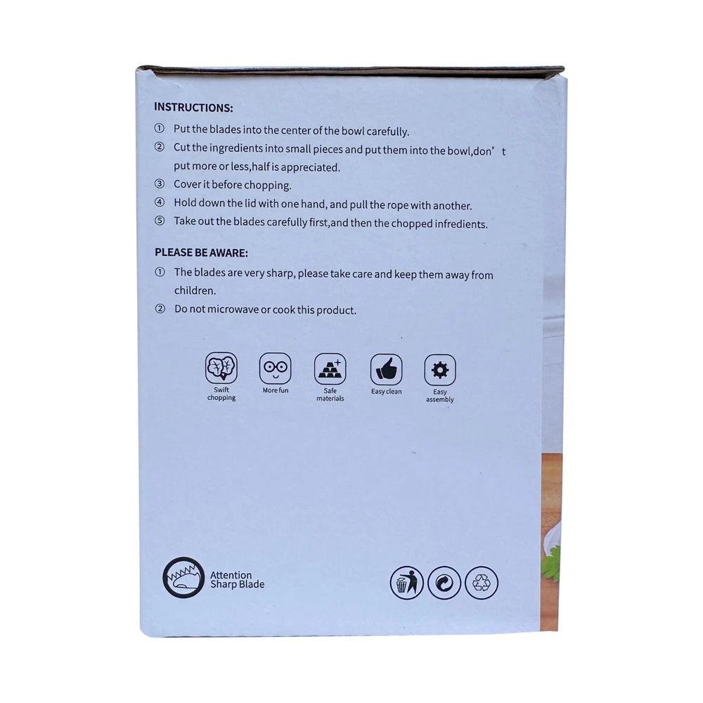 Vegetable Chopper Manual Pulling Food Slicer Hand Blender Kitchen Tool - White