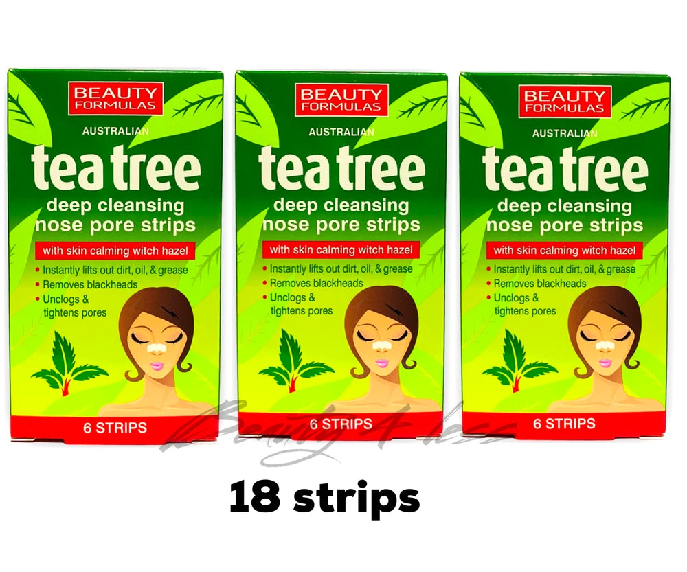 Tea Tree Nose Pore Strips Blackhead Removal Smooth Deep Cleansing Unclog Pores
