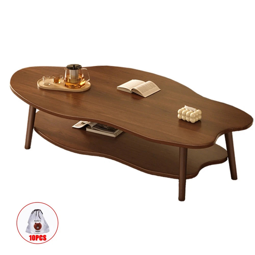 2 Layer Coffee Table Cloud Tea Table Modern Living Room Desk W/ Storage Shelf UK