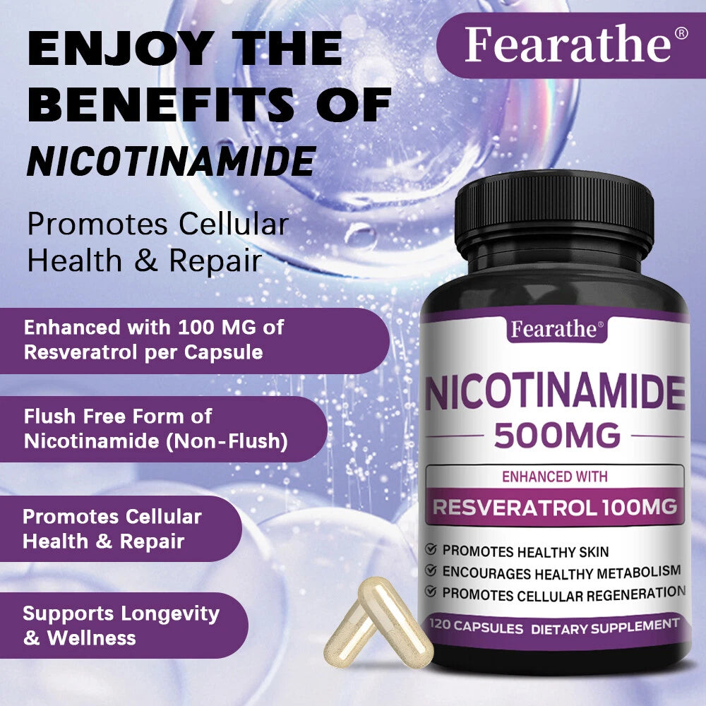 Niacinamide Supplement 500 Mg, Promotes Cell Regeneration, Repair & Skin Health