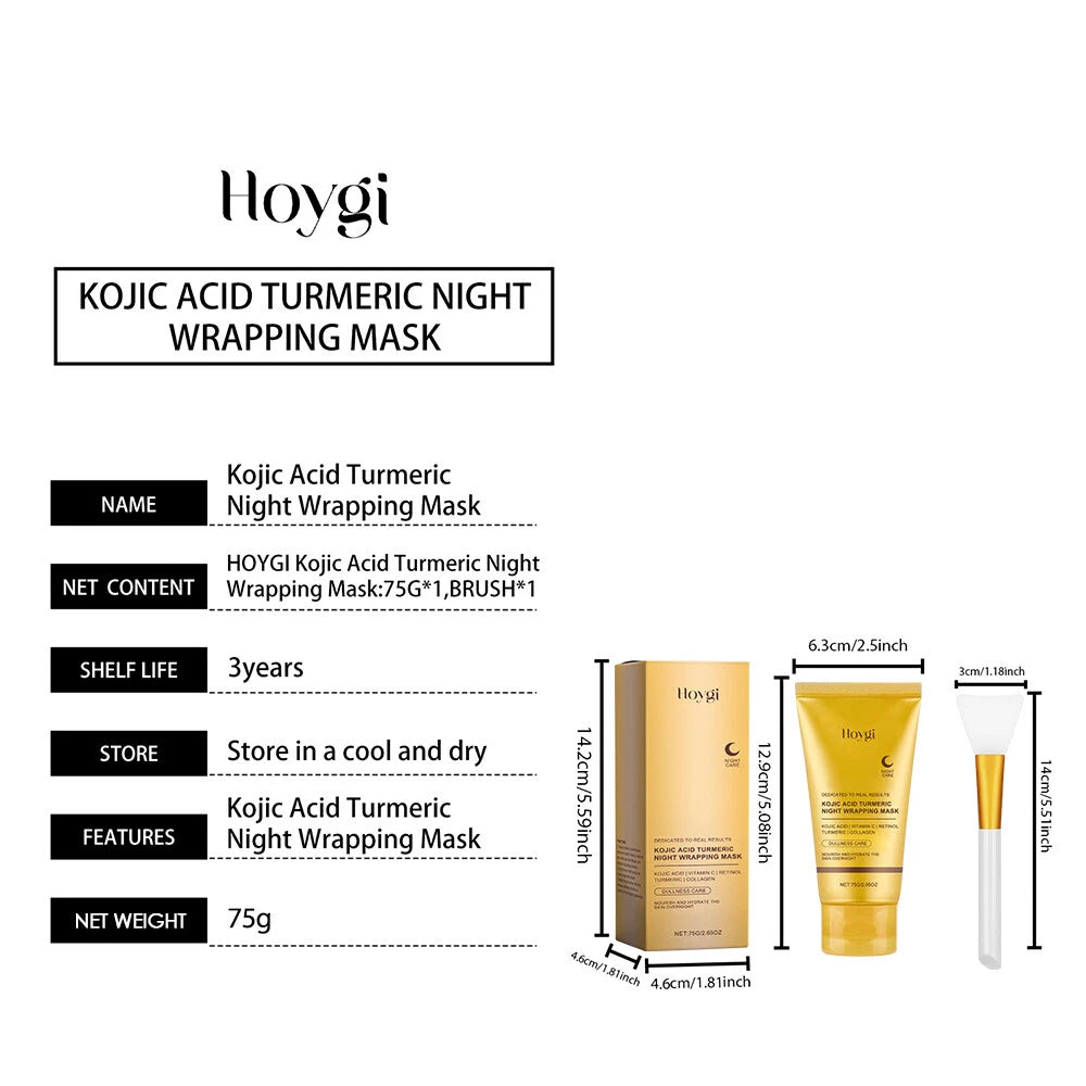 Kojic Acid Turmeric Collagen Night Wrapping Mask Overnight Peel Off Facial Mask