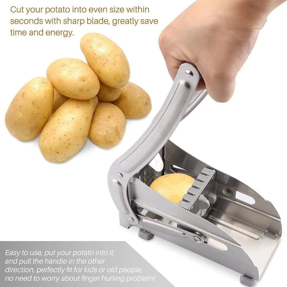 Potato Chipper Chip Chopper Cutter Slicer Maker & 2 Steel Edges French Fries UK