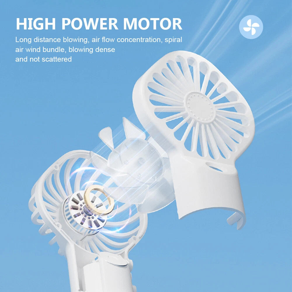 1X Water Spray Mist Fan USB Handheld Rechargeable Portable Mini Fan Cooler WHITE