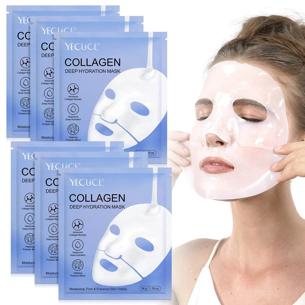6pcs Overnight Korean Bio-Collagen Real Deep Face Mask _ Brightening  Hydrating